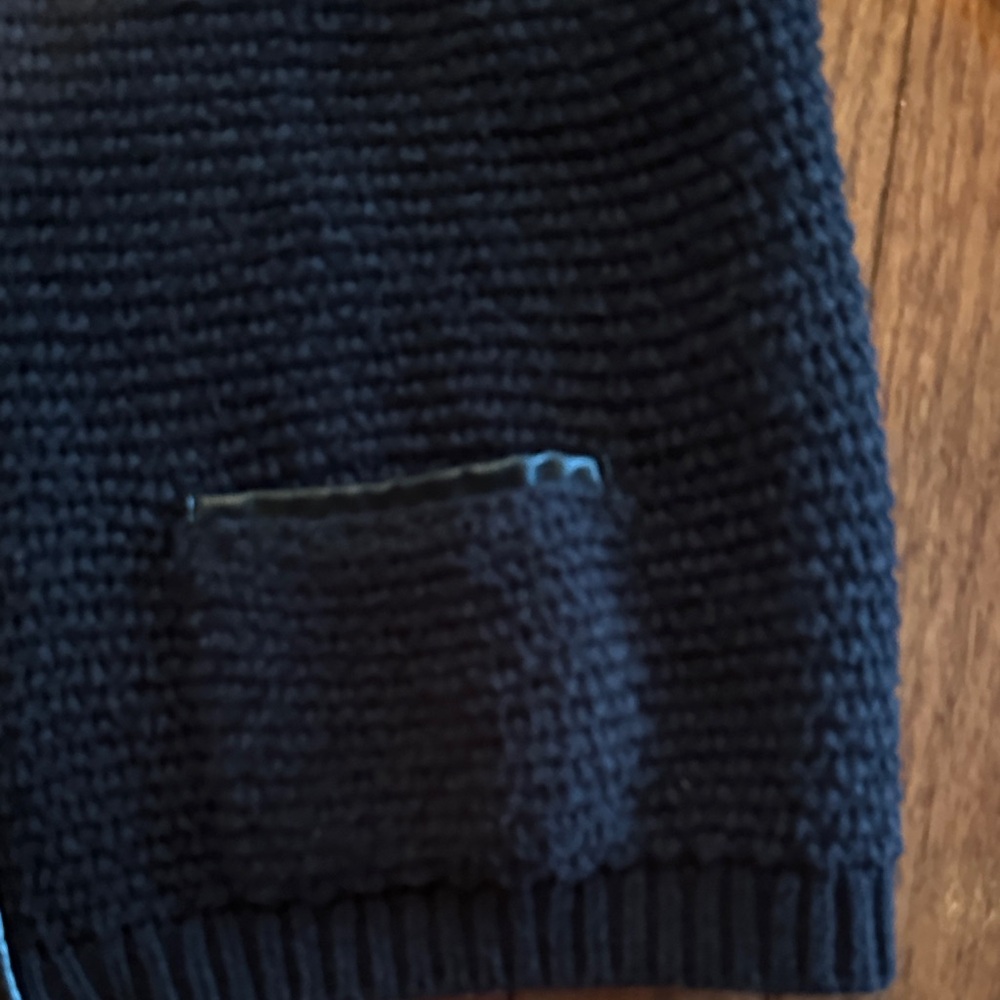 Old Navy Sweater Jacket Womens black Zip Up Faux Leather Trim Long Sleeve - Picture 5 of 12